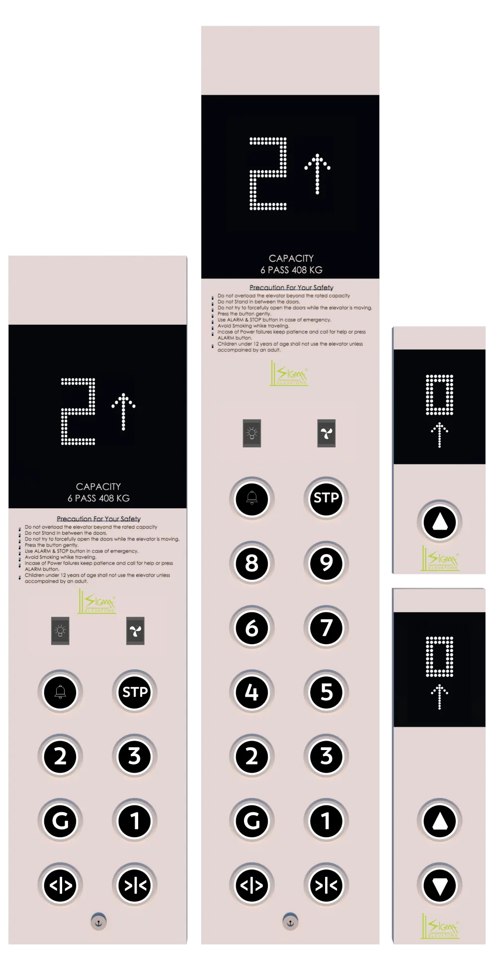 Signature elevator operating panel SEL-OP-S-102 (COP and LOP) by Sigma Elevators